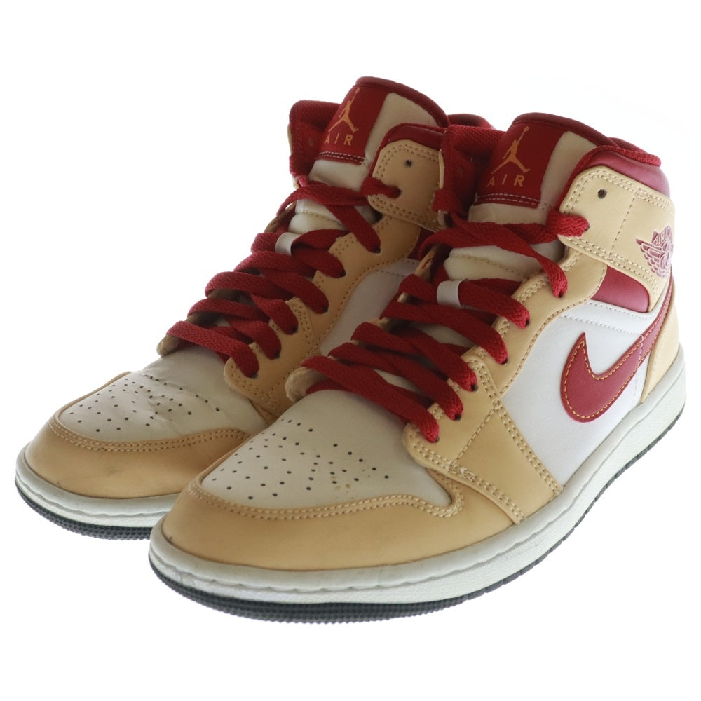 NIKE(ナイキ) AIR JORDAN 1 MID BEIGE CARDINAL RED エアジョーダン1 ベージュ/カーディナルレッド ミッドカットスニーカー ベージュ/レッド US7.5/25.5cm 554724-201