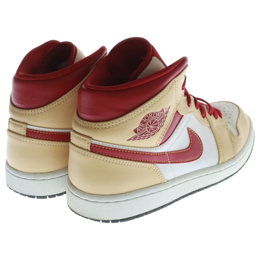 NIKE(ナイキ) AIR JORDAN 1 MID BEIGE CARDINAL RED エアジョーダン1 ベージュ/カーディナルレッド ミッドカットスニーカー ベージュ/レッド US7.5/25.5cm 554724-201