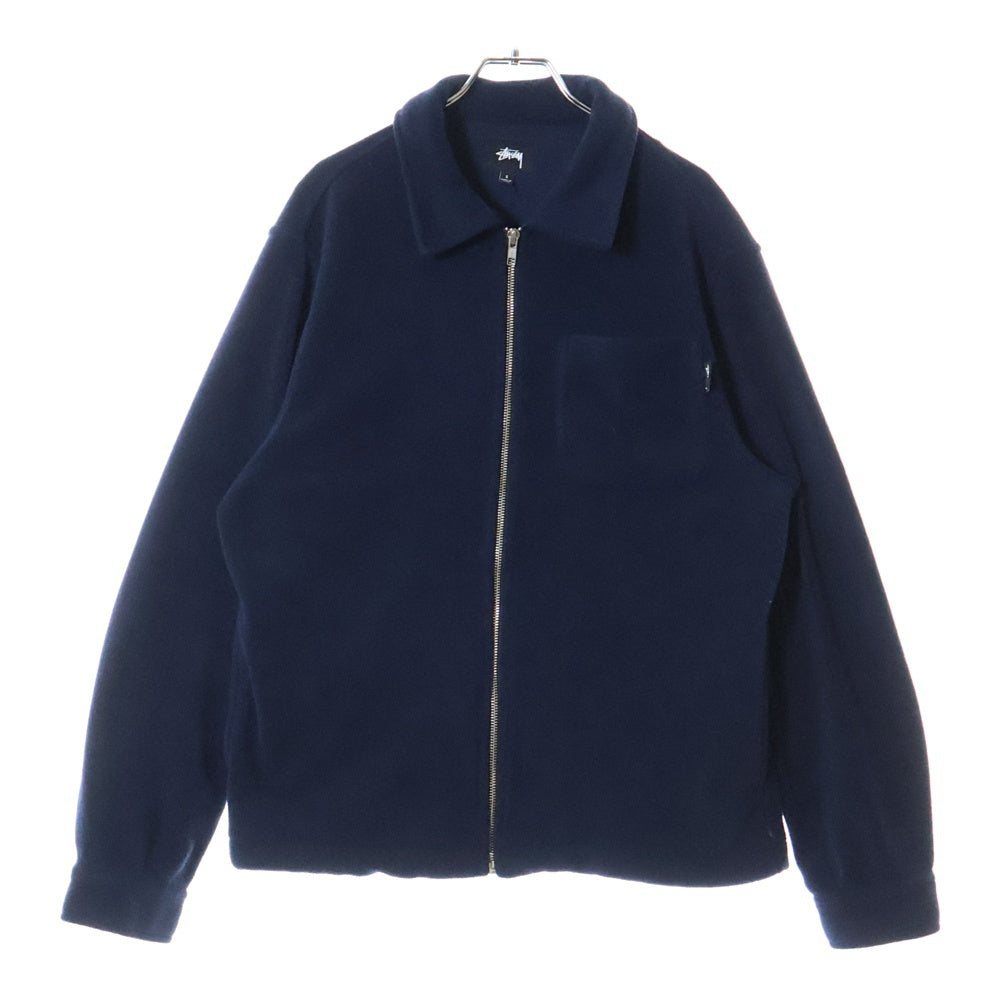 STUSSY(ステューシー) POLAR FLEECE ZIP UP SHIRT ポーラー ジップアップ 胸ポケット フリースジャケット ブルー 118344