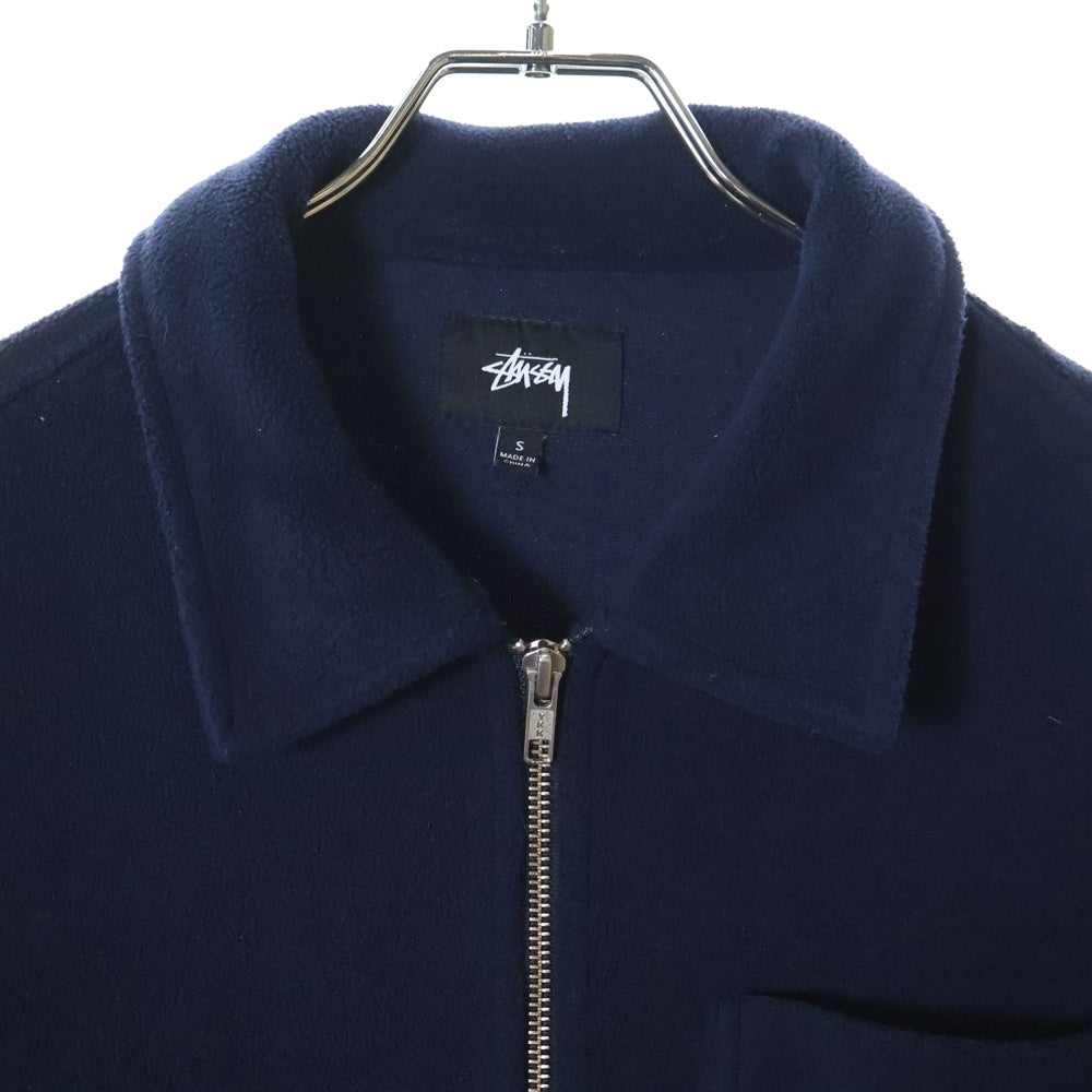 STUSSY(ステューシー) POLAR FLEECE ZIP UP SHIRT ポーラー ジップアップ 胸ポケット フリースジャケット ブルー 118344