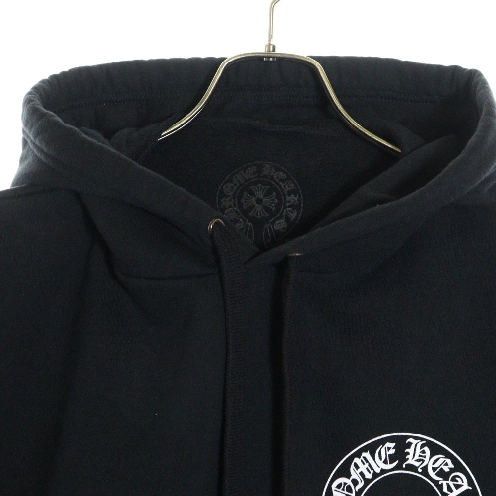CHROME HEARTS(クロムハーツ) SWTSHRT PLVR プルオーバーパーカー 袖フローラル バックホースシュープリント スウェットプルオーバーパーカー ブラック