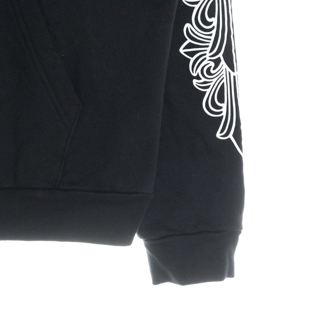 CHROME HEARTS(クロムハーツ) SWTSHRT PLVR プルオーバーパーカー 袖フローラル バックホースシュープリント スウェットプルオーバーパーカー ブラック