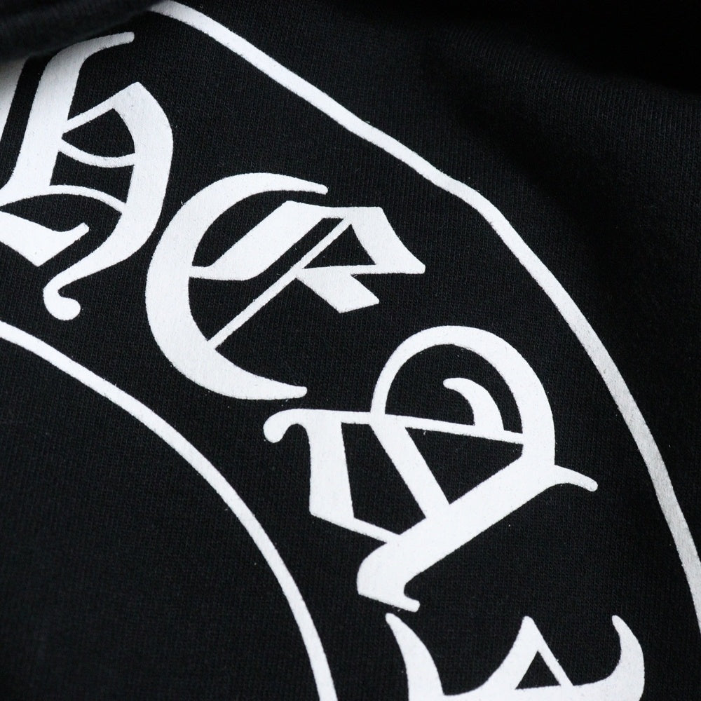 CHROME HEARTS(クロムハーツ) SWTSHRT PLVR プルオーバーパーカー 袖フローラル バックホースシュープリント スウェットプルオーバーパーカー ブラック