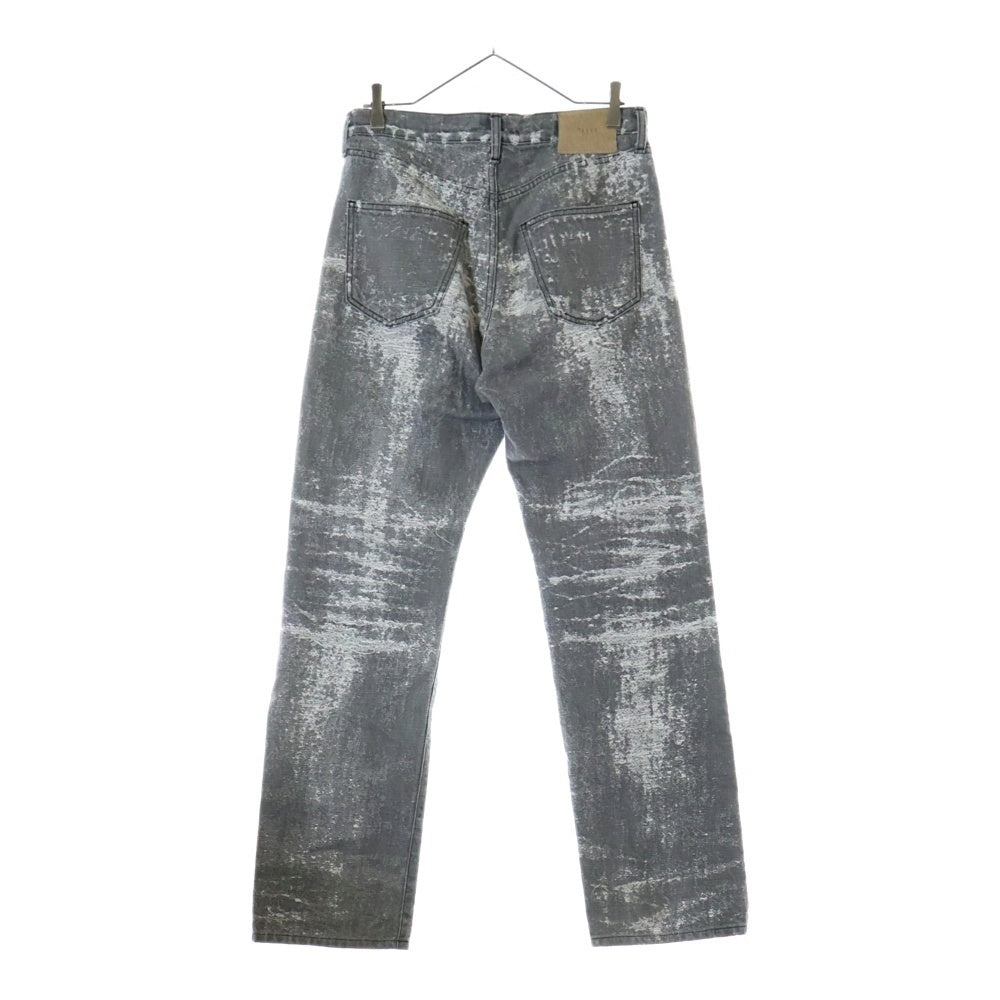 TAAKK(ターク) 24AW Straight Denim Pants ボタンフライ デストロイ ストレート デニム パンツ グレー TA24AW-PT053