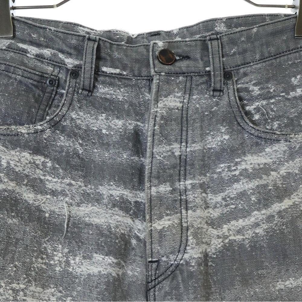 TAAKK(ターク) 24AW Straight Denim Pants ボタンフライ デストロイ ストレート デニム パンツ グレー TA24AW-PT053