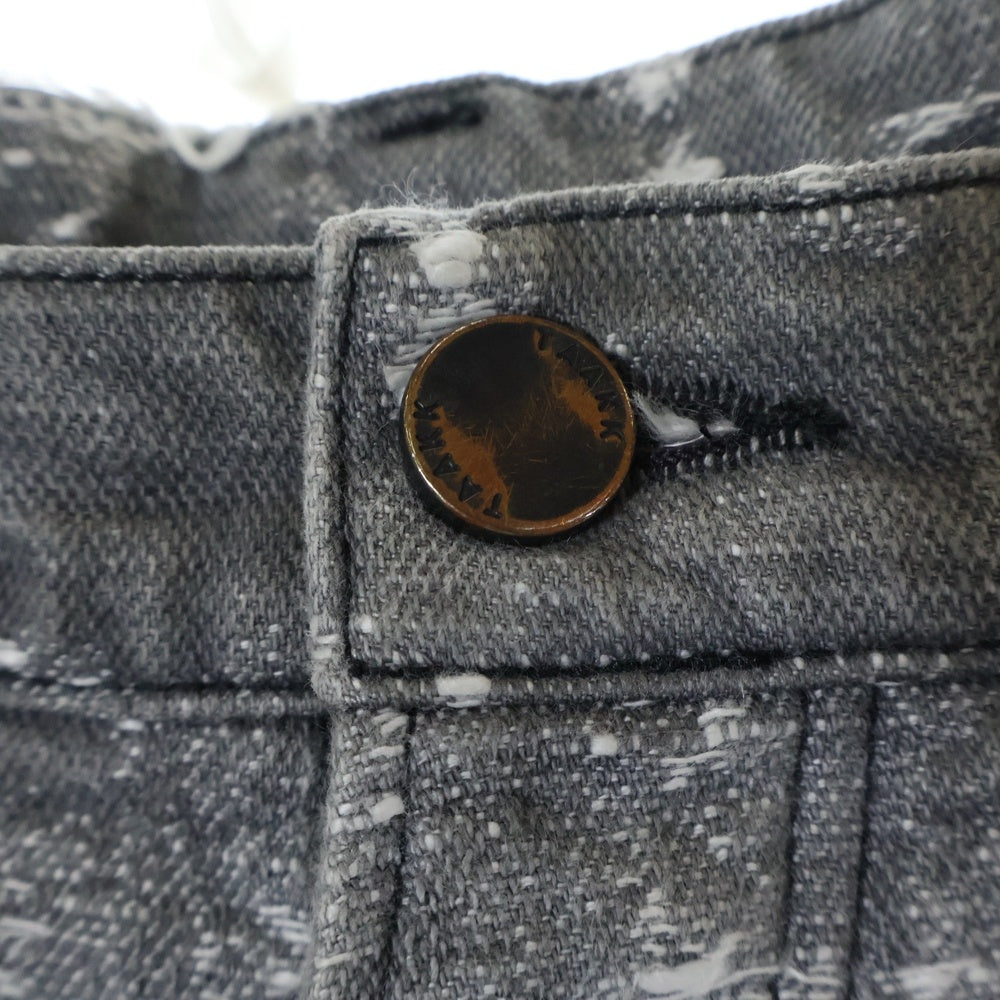 TAAKK(ターク) 24AW Straight Denim Pants ボタンフライ デストロイ ストレート デニム パンツ グレー TA24AW-PT053