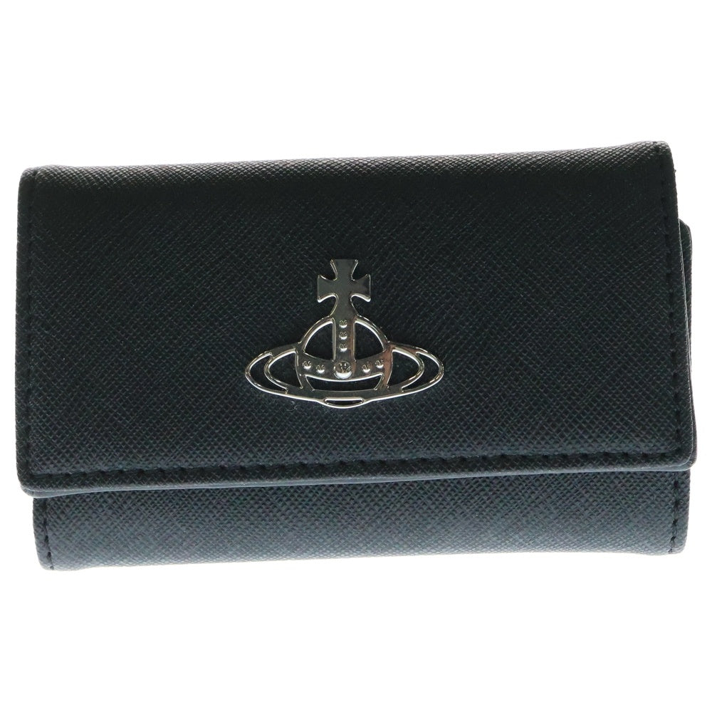 Vivienne Westwood(ヴィヴィアンウエストウッド) DERBY VEGAN KEY CASE ダービー ヴィーガンレザー オーブモチーフ 4連 キーケース ブラック/シルバー 51020001-32068