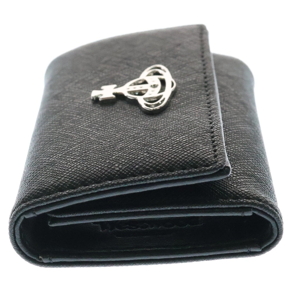 Vivienne Westwood(ヴィヴィアンウエストウッド) DERBY VEGAN KEY CASE ダービー ヴィーガンレザー オーブモチーフ 4連 キーケース ブラック/シルバー 51020001-32068