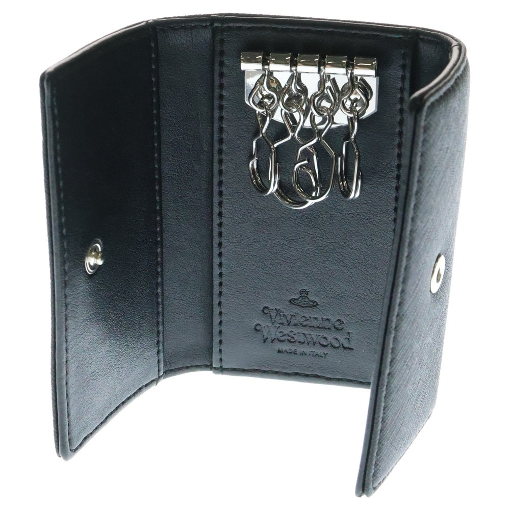 Vivienne Westwood(ヴィヴィアンウエストウッド) DERBY VEGAN KEY CASE ダービー ヴィーガンレザー オーブモチーフ 4連 キーケース ブラック/シルバー 51020001-32068