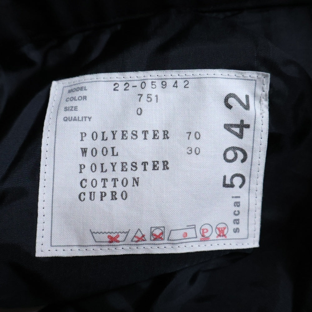 Sacai(サカイ) 22AW シアーレース 切り替え バッファローチェック ボンテージ カーゴパンツ レディース ブラック/レッド 22-05942