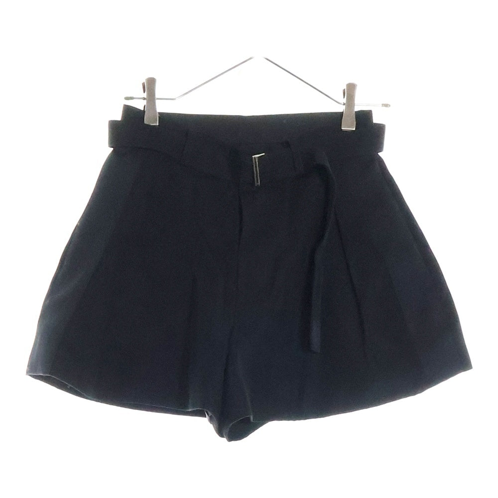 Sacai(サカイ) 24SS サイドライン スーチング切り替え ベルト タック ショーツ ハーフパンツ ブラック 24-07613