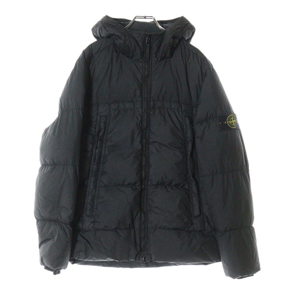 STONE ISLAND(ストーンアイランド) 20AW GARMENT DYED CRINKLE REPS NY DOWN コンパスワッペン フーデッドダウンジャケット ブラック 731540723