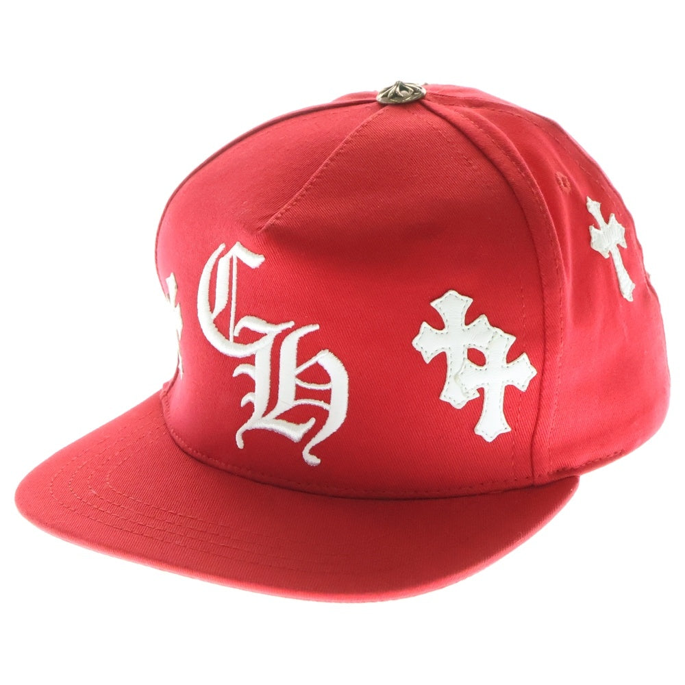 CHROME HEARTS(クロムハーツ) CH HAT クロスパッチ付き ベースボールキャップ 帽子 レッド/ホワイト