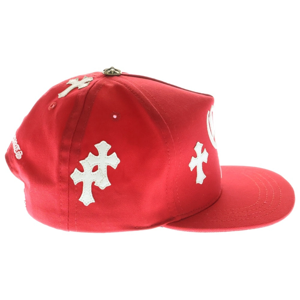 CHROME HEARTS(クロムハーツ) CH HAT クロスパッチ付き ベースボールキャップ 帽子 レッド/ホワイト