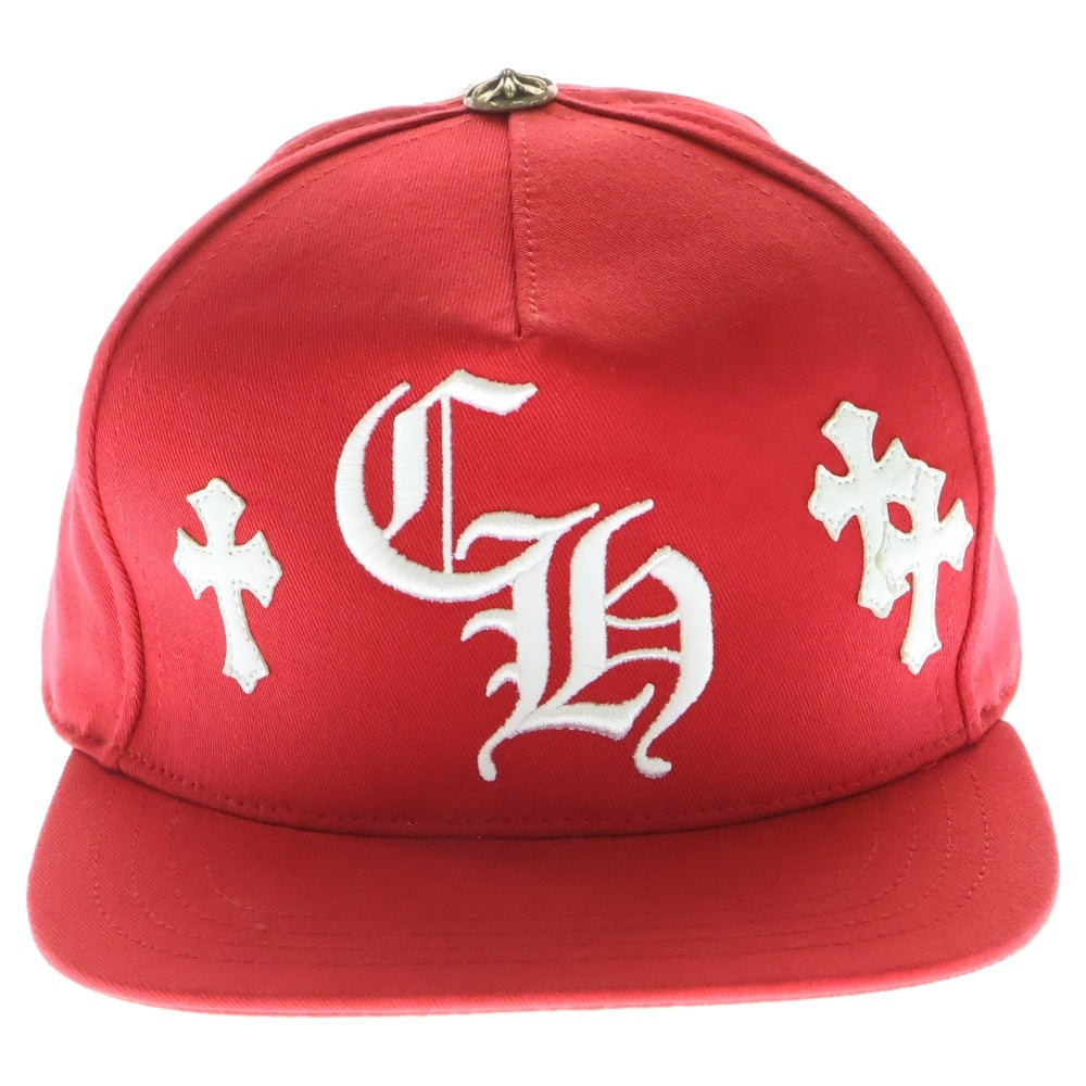 CHROME HEARTS(クロムハーツ) CH HAT クロスパッチ付き ベースボールキャップ 帽子 レッド/ホワイト