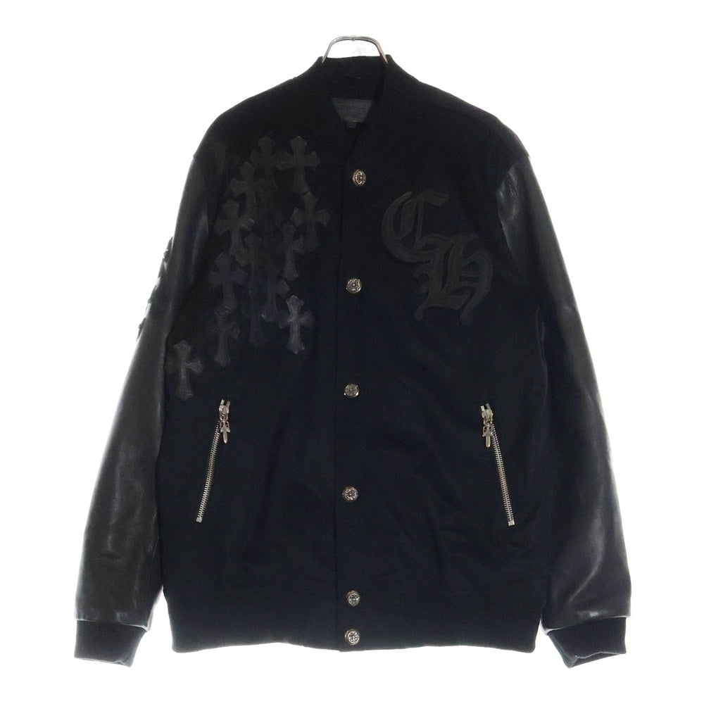 CHROME HEARTS(クロムハーツ) LETTERMAN レターマン CHマルチパッチ レザースリーブ ブルゾン ジャケット ブラック/シルバー
