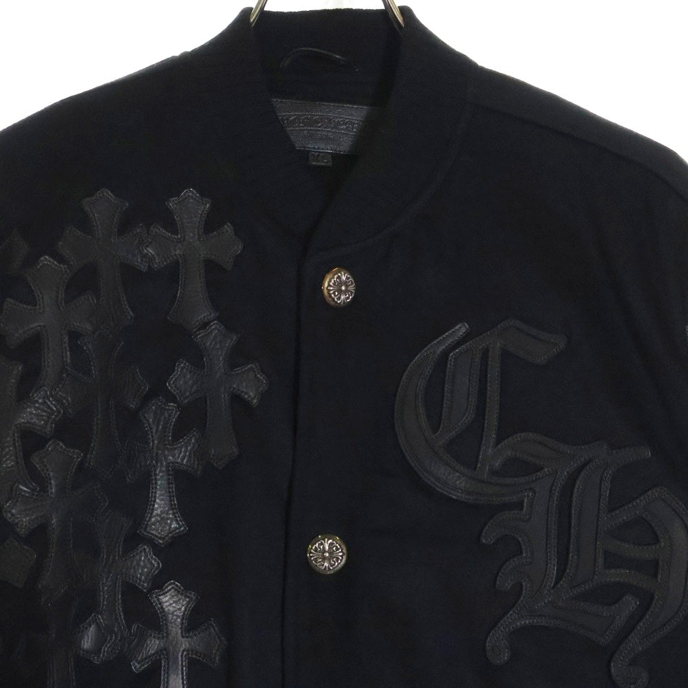 CHROME HEARTS(クロムハーツ) LETTERMAN レターマン CHマルチパッチ レザースリーブ ブルゾン ジャケット ブラック/シルバー