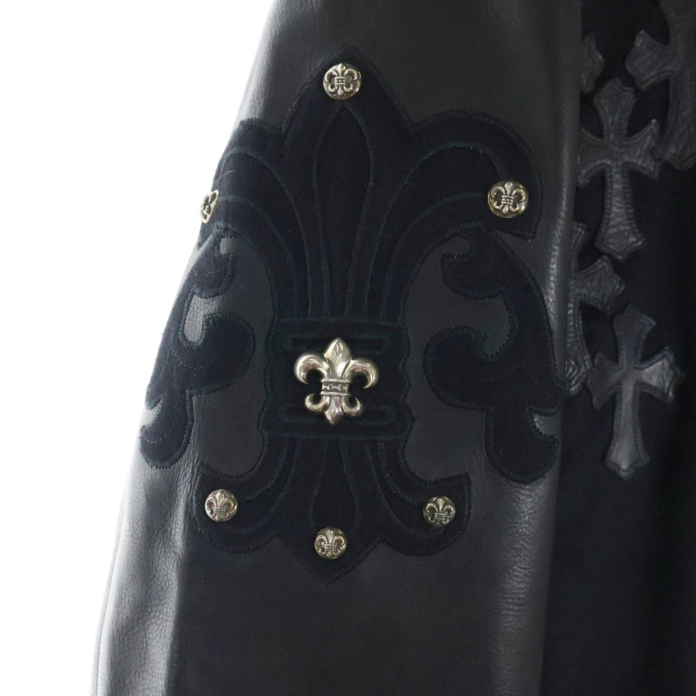 CHROME HEARTS(クロムハーツ) LETTERMAN レターマン CHマルチパッチ レザースリーブ ブルゾン ジャケット ブラック/シルバー