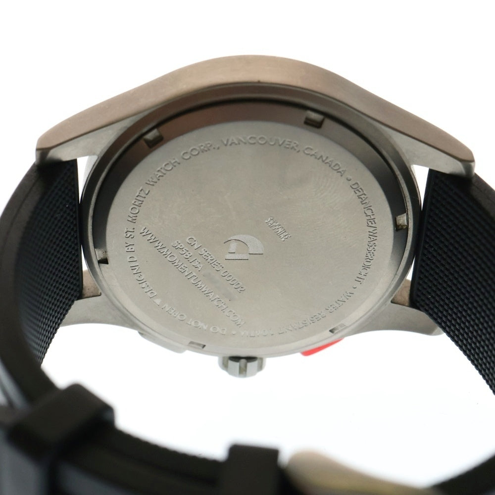 MOMENTUM(モメンタム) VORTECH GMT ALARM クォーツ ステンレススチール ラバーバンド アナログウォッチ 腕時計 シルバー/ブラック 1M-SP58BS1B