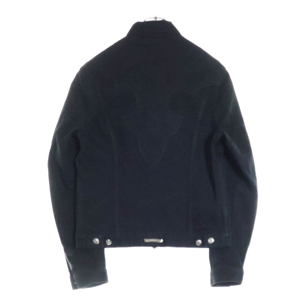 CHROME HEARTS(クロムハーツ) SWEET CHEECKS ダガージップ バックフレアニー 袖裾クロスパッチ ジップアップ デニム トラッカージャケット ブラック