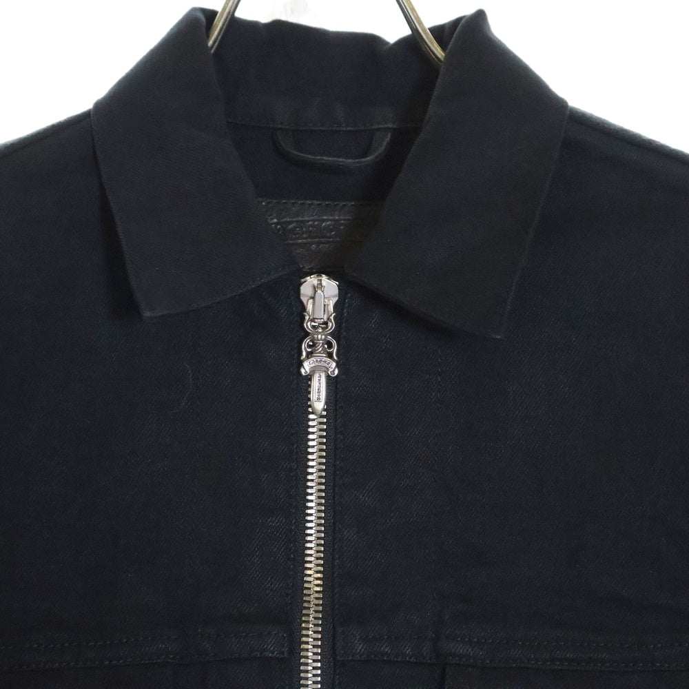 CHROME HEARTS(クロムハーツ) SWEET CHEECKS ダガージップ バックフレアニー 袖裾クロスパッチ ジップアップ デニム トラッカージャケット ブラック