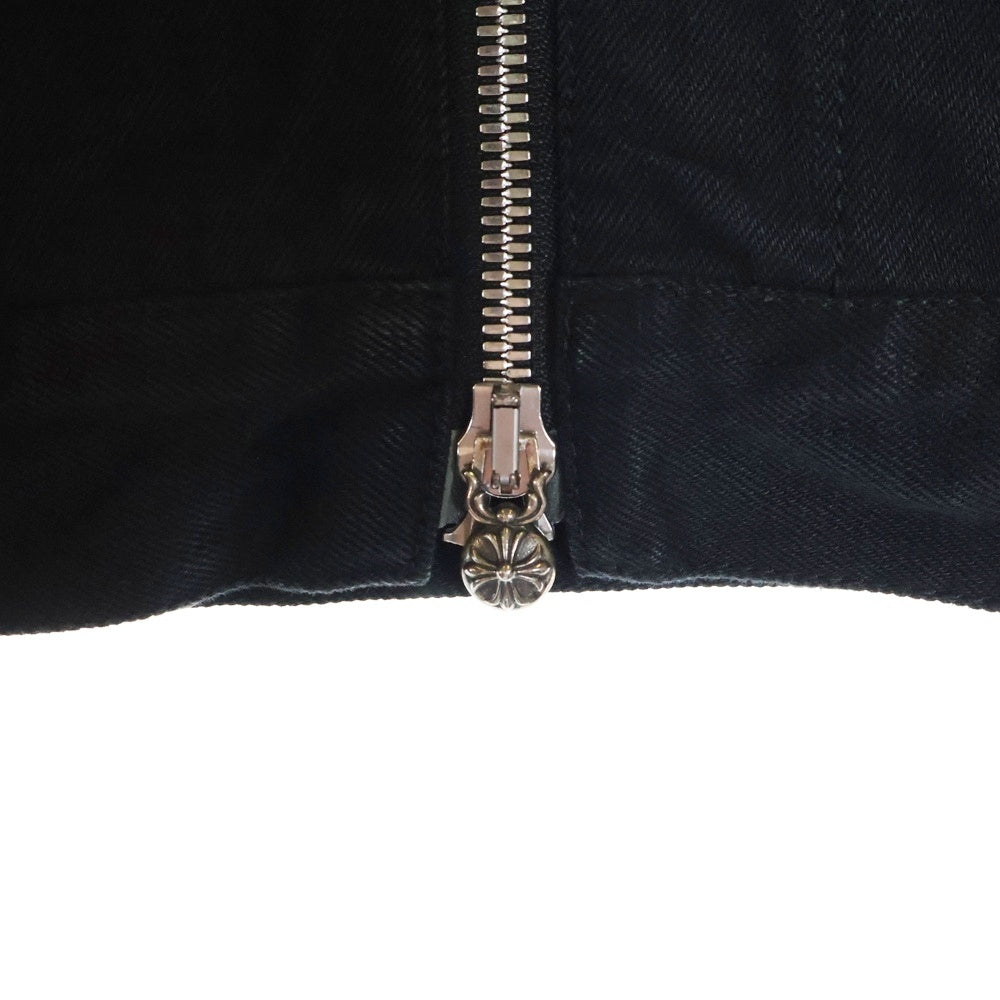 CHROME HEARTS(クロムハーツ) SWEET CHEECKS ダガージップ バックフレアニー 袖裾クロスパッチ ジップアップ デニム トラッカージャケット ブラック