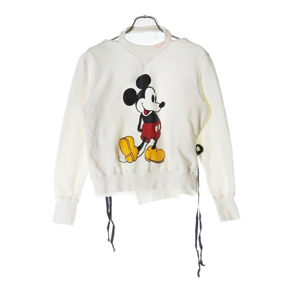 FACETASM(ファセッタズム) ×DISNEY MICKEY SWEAT WITH OPEN-BACK ディズニー ミッキープリント オープンバック プルオーバー ロングスリーブ スウェット トレーナー MIMI-TEE-W01