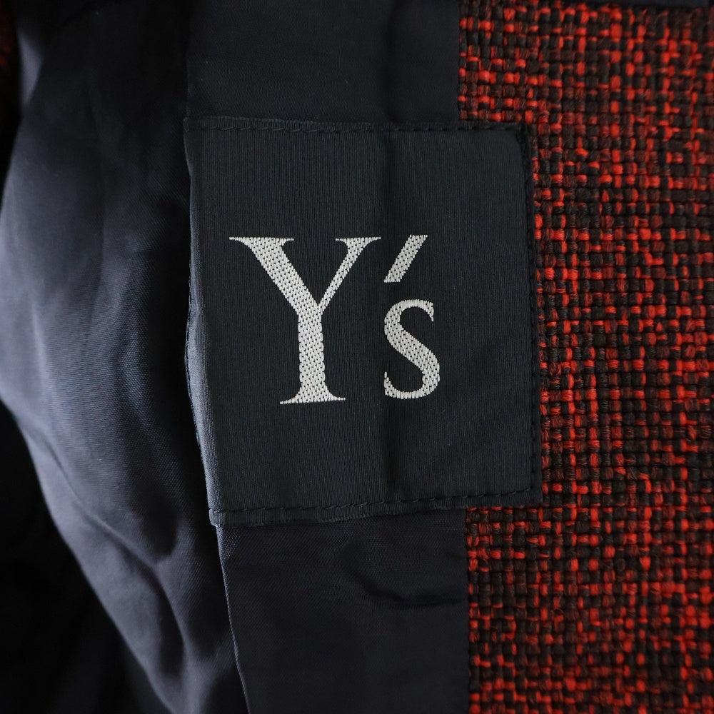 Y's(ワイズ) ノッチドラペル2B ツイード ダブルブレスト ジャケット レッド レディース YH-J08-600