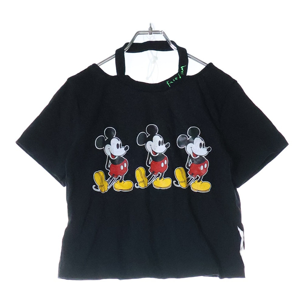 FACETASM(ファセッタズム) ×DISNEY MICKEY TEE WITH OPEN-BACK ディズニー ミッキー プリント オープンバック ショートスリーブ 半袖Tシャツ レディース MIMI-TEE-W05