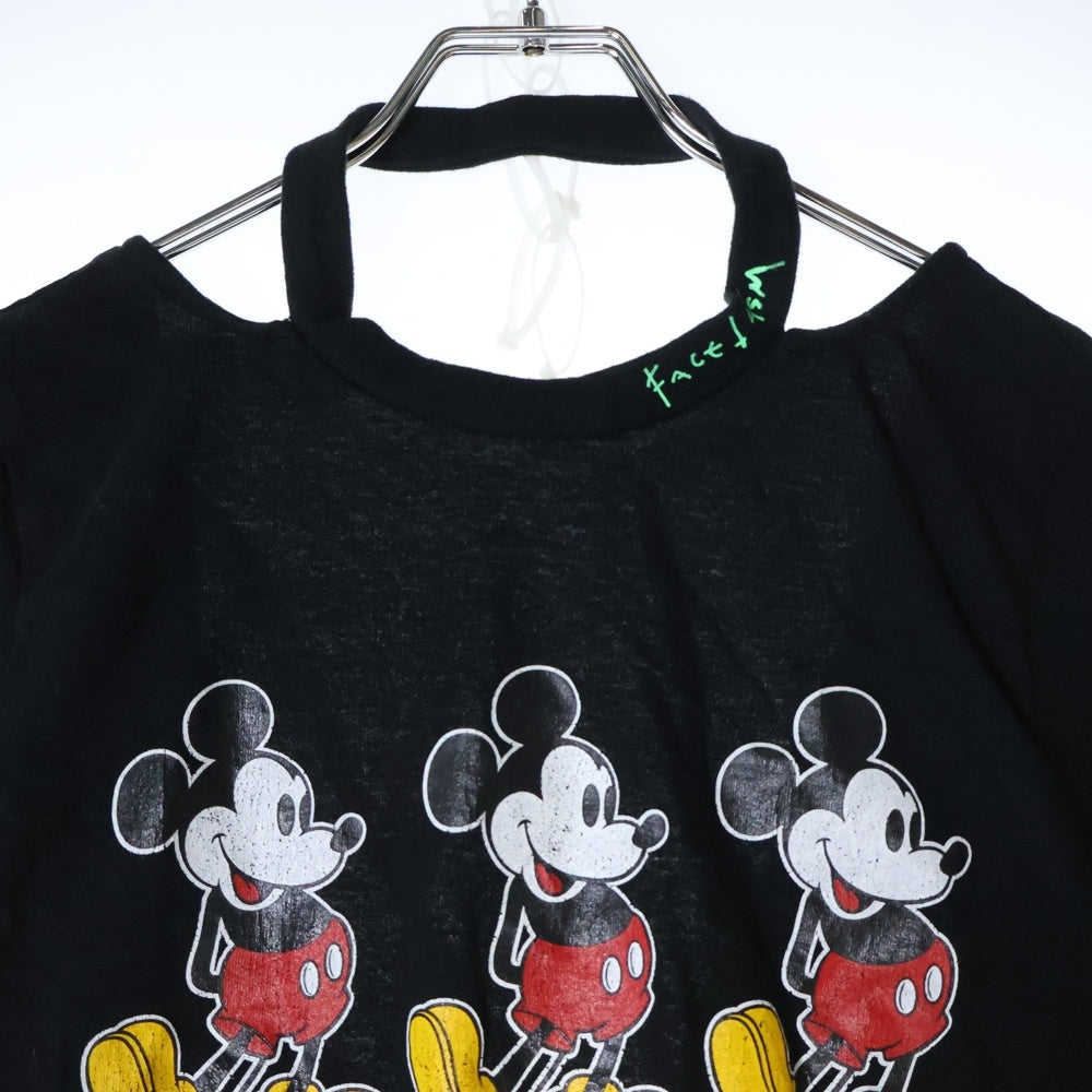 FACETASM(ファセッタズム) ×DISNEY MICKEY TEE WITH OPEN-BACK ディズニー ミッキー プリント オープンバック ショートスリーブ 半袖Tシャツ レディース MIMI-TEE-W05