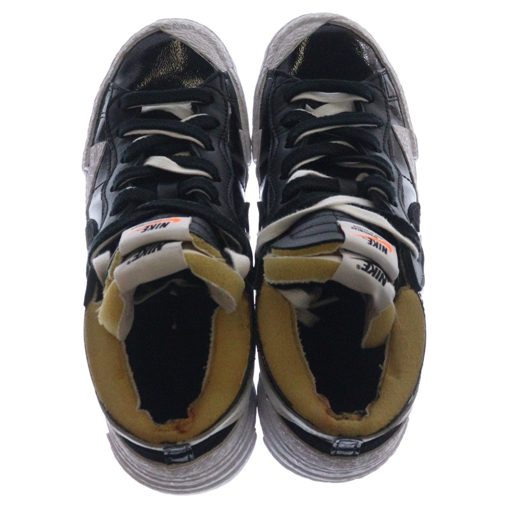 NIKE(ナイキ) ×sacai BLAZER LOW ”BLACK PATENT LEATHER サカイ ブレーザー ローカットスニーカー ホワイト/ブラック US7/25cm DM6443-001
