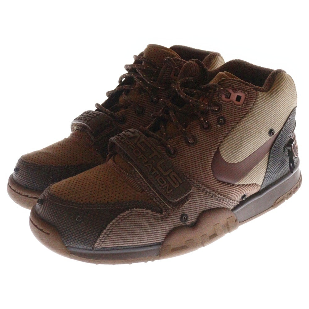 NIKE(ナイキ) ×TRAVIS SCOTT AIR TRAINER 1 SP ARCHAEO BROWN AND RUST PINK トラヴィススコット エアトレーナー1 SP ミッドカットスニーカー レディース DR7515-200