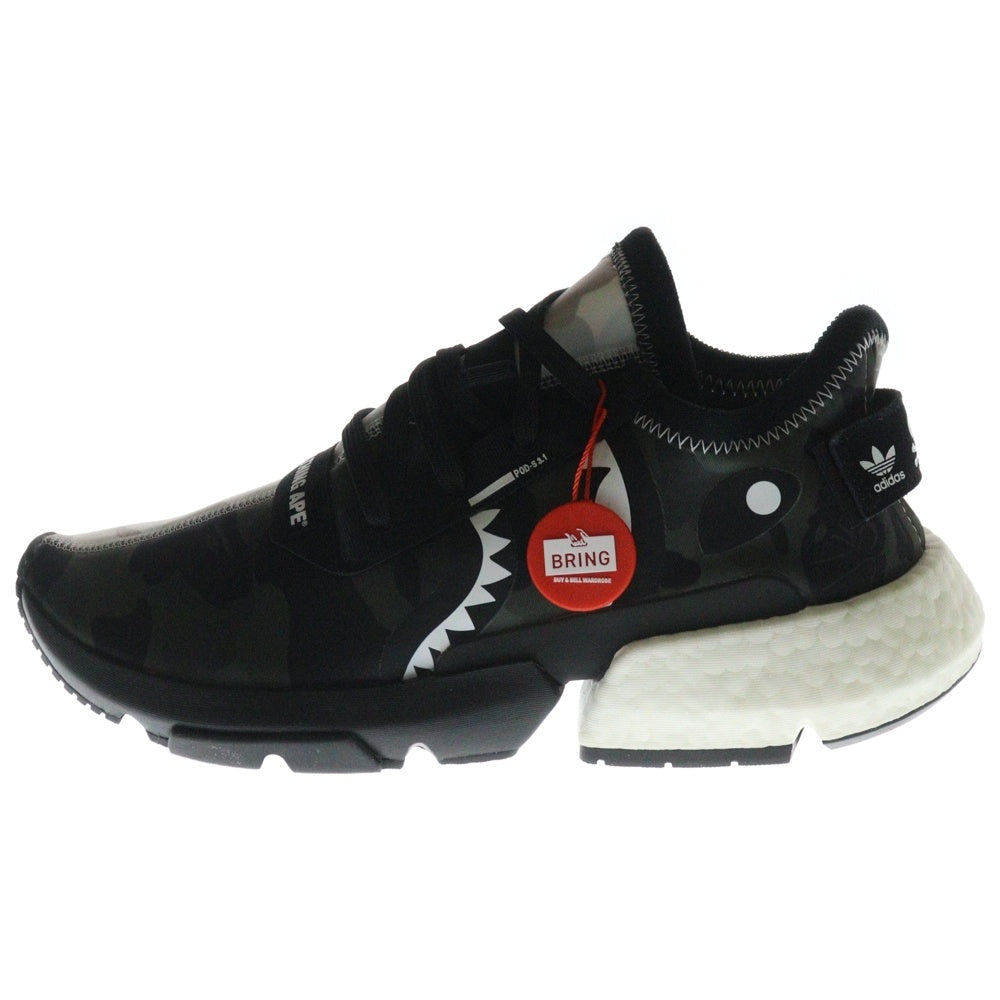 adidas(アディダス) ×A BATHING APE ×NEIGHBORHOOD NBHD BAPE POD 3.1 アベイシングエイプ ネイバーフッド ローカットスニーカー ブラック/グレー US9/27.0cm EE9431