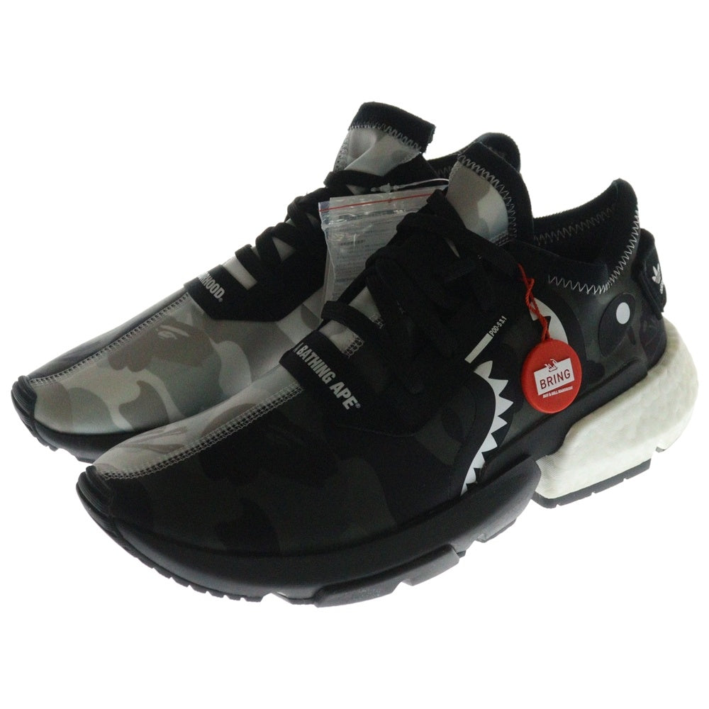 adidas(アディダス) ×A BATHING APE ×NEIGHBORHOOD NBHD BAPE POD 3.1 アベイシングエイプ ネイバーフッド ローカットスニーカー ブラック/グレー US9/27.0cm EE9431
