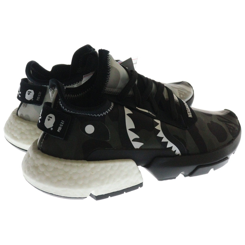 adidas(アディダス) ×A BATHING APE ×NEIGHBORHOOD NBHD BAPE POD 3.1 アベイシングエイプ ネイバーフッド ローカットスニーカー ブラック/グレー US9/27.0cm EE9431
