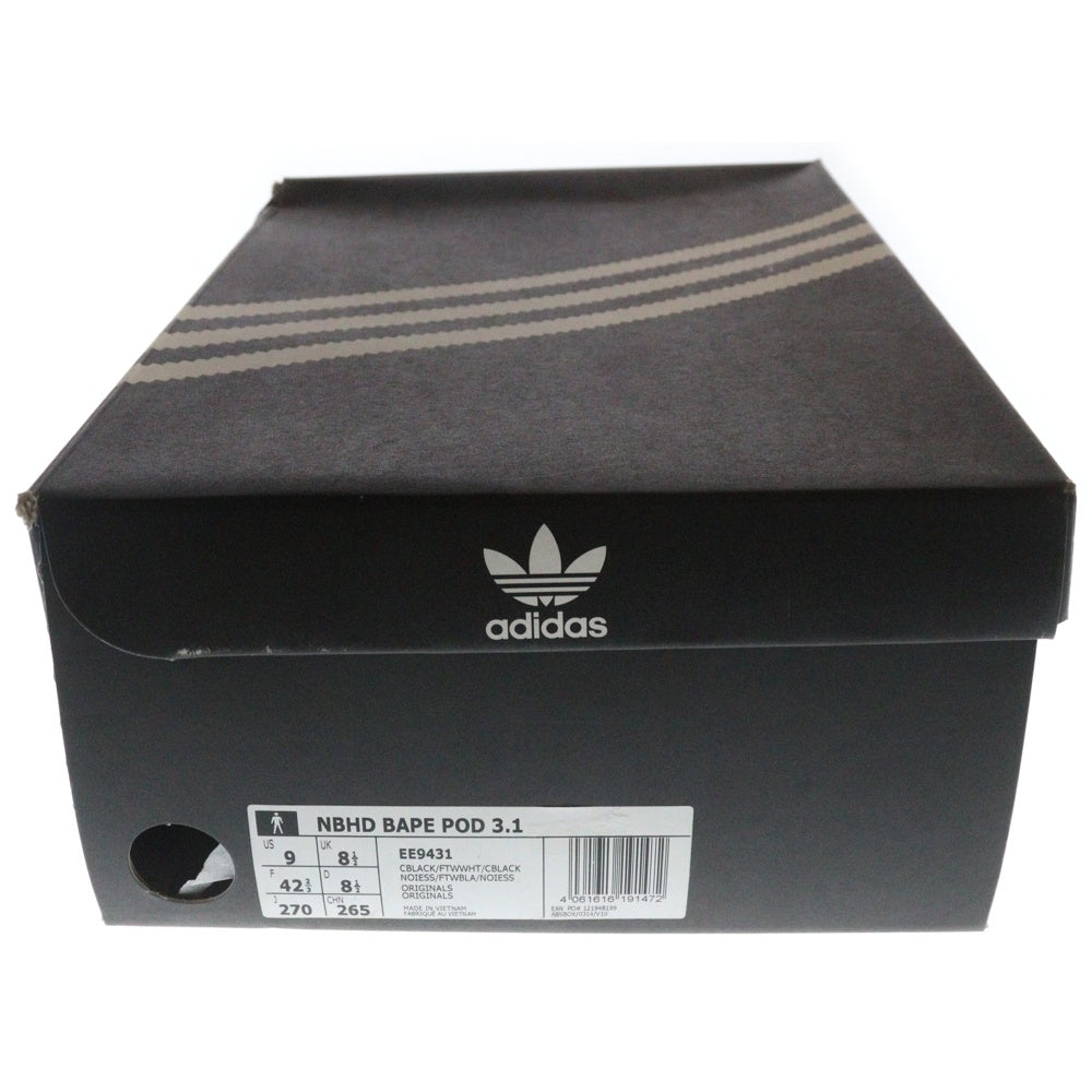 adidas(アディダス) ×A BATHING APE ×NEIGHBORHOOD NBHD BAPE POD 3.1 アベイシングエイプ ネイバーフッド ローカットスニーカー ブラック/グレー US9/27.0cm EE9431