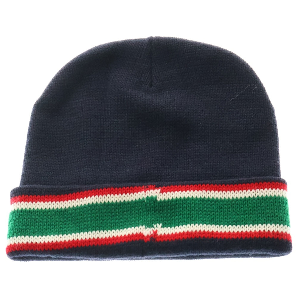 SUPREME(シュプリーム) 16AW Striped Cuff Beanie ストライプカフ スモールボックスロゴニットビーニー ニットキャップ 帽子 ネイビー