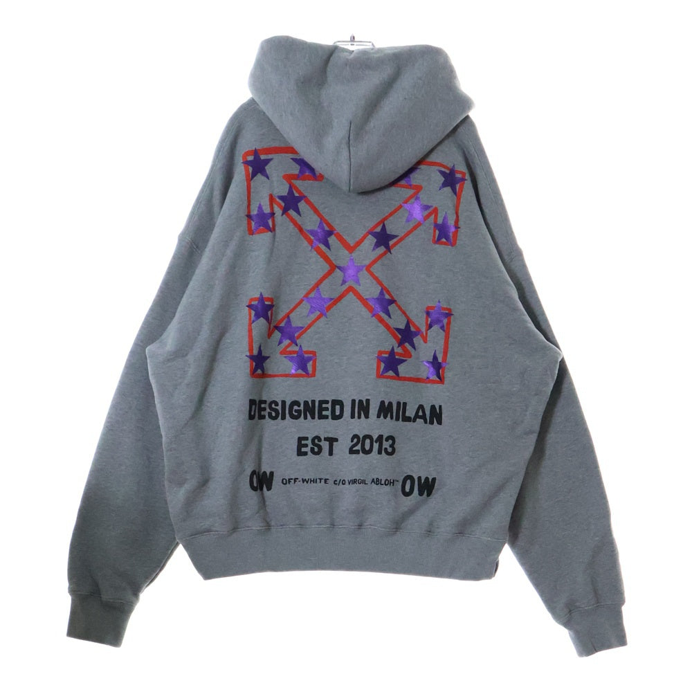 OFF-WHITE(オフホワイト) 25SS Starry Arrow Hoodie バックスター アロープリント フーディ プルオーバースウェットパーカー グレー OMBB085S25FLE00D