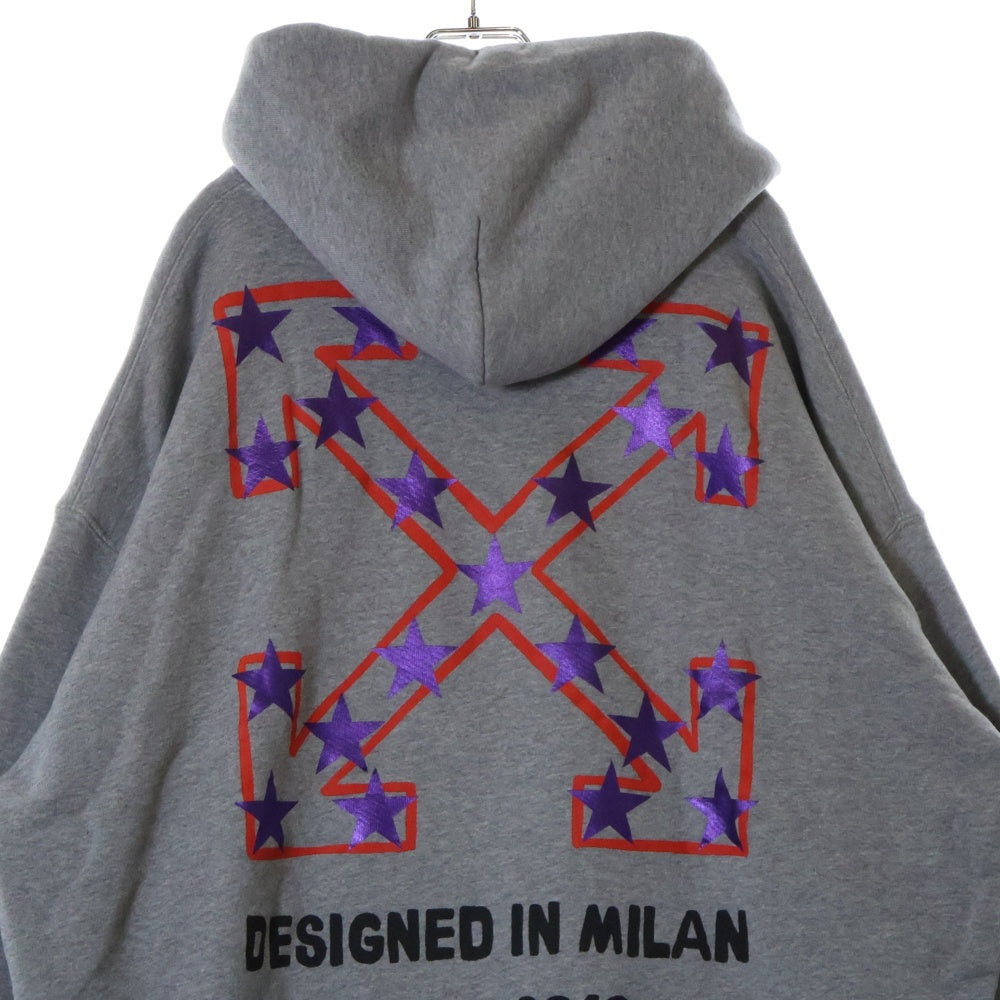 OFF-WHITE(オフホワイト) 25SS Starry Arrow Hoodie バックスター アロープリント フーディ プルオーバースウェットパーカー グレー OMBB085S25FLE00D