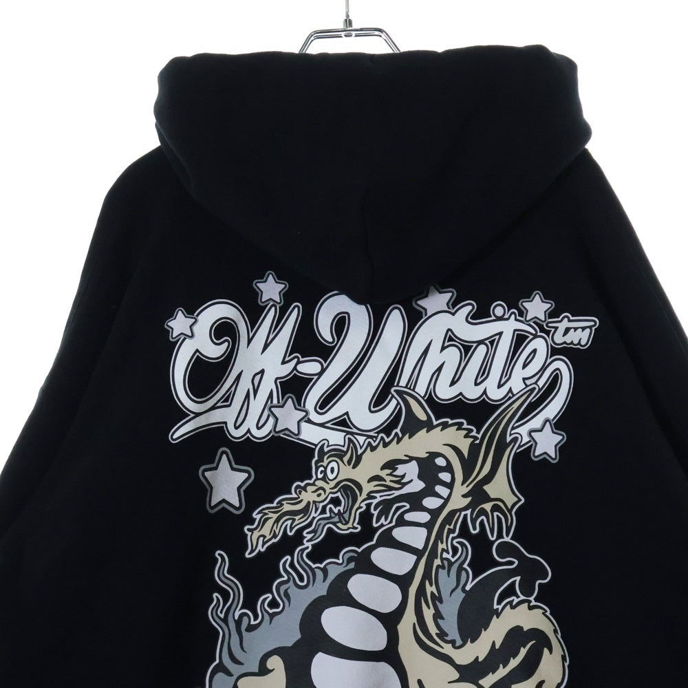 OFF-WHITE(オフホワイト) 24AW Dragon logo hoodie バックドラゴンプリント フーディ プルオーバースウェットパーカー ブラック OMBB085F24FLE00I
