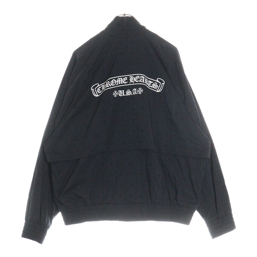 CHROME HEARTS(クロムハーツ) U MATCH POINT クロス総柄 バックスクロールラベル ジップアップ ナイロンジャケット ブラック