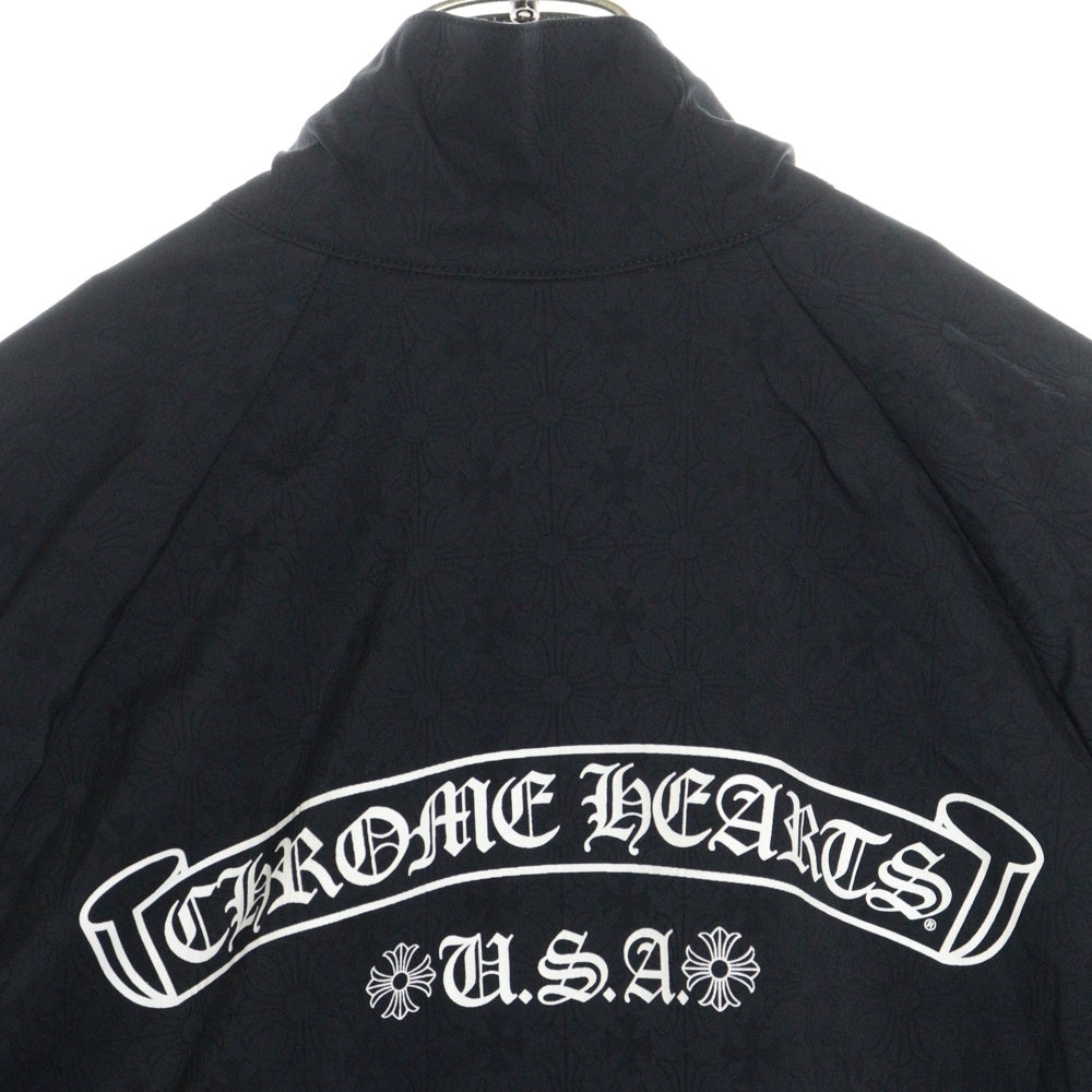 CHROME HEARTS(クロムハーツ) U MATCH POINT クロス総柄 バックスクロールラベル ジップアップ ナイロンジャケット ブラック