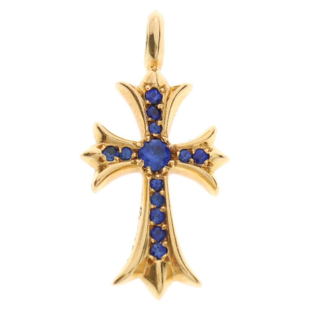 CHROME HEARTS(クロムハーツ) 22K TNY CRSF P/SAP タイニーファットクロス PAVEブルーサファイア ペンダントトップ ゴールド