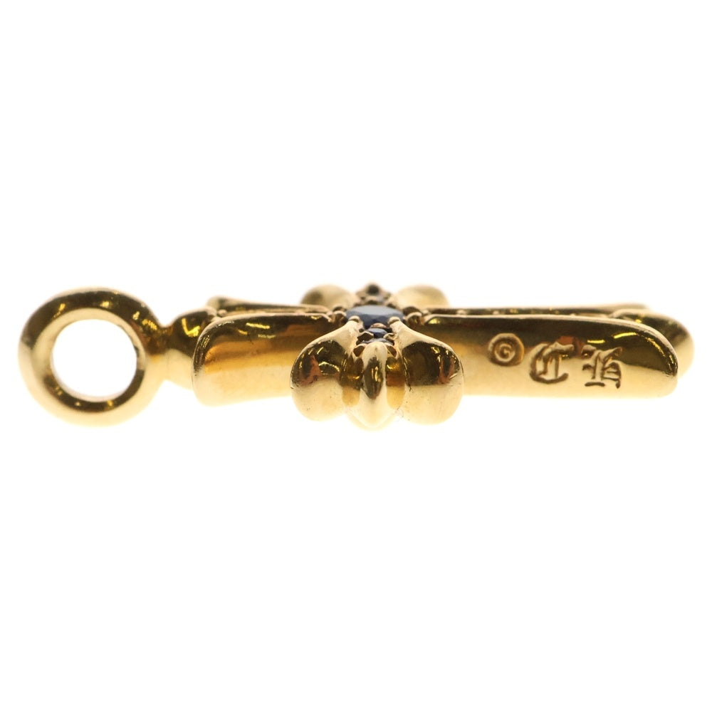 CHROME HEARTS(クロムハーツ) 22K TNY CRSF P/SAP タイニーファットクロス PAVEブルーサファイア ペンダントトップ ゴールド