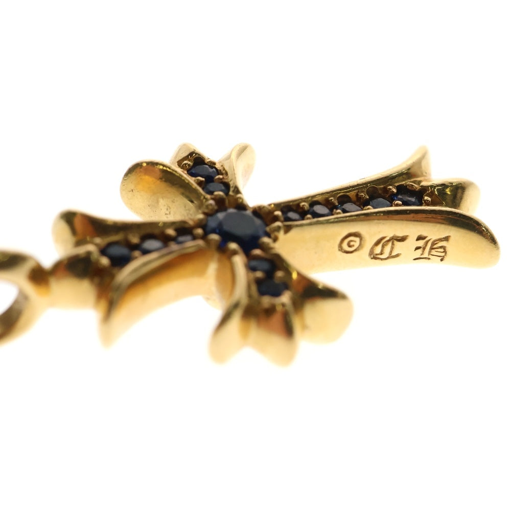 CHROME HEARTS(クロムハーツ) 22K TNY CRSF P/SAP タイニーファットクロス PAVEブルーサファイア ペンダントトップ ゴールド