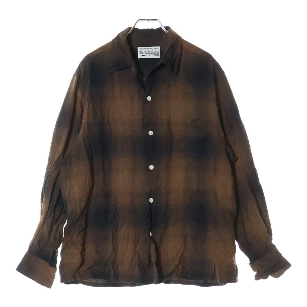 WACKO MARIA(ワコマリア) OMBRE CHECK OPEN COLLAR SHIRT ロングスリーブ オープンカラー オンブレチェック 長袖 シャツ ブラウン