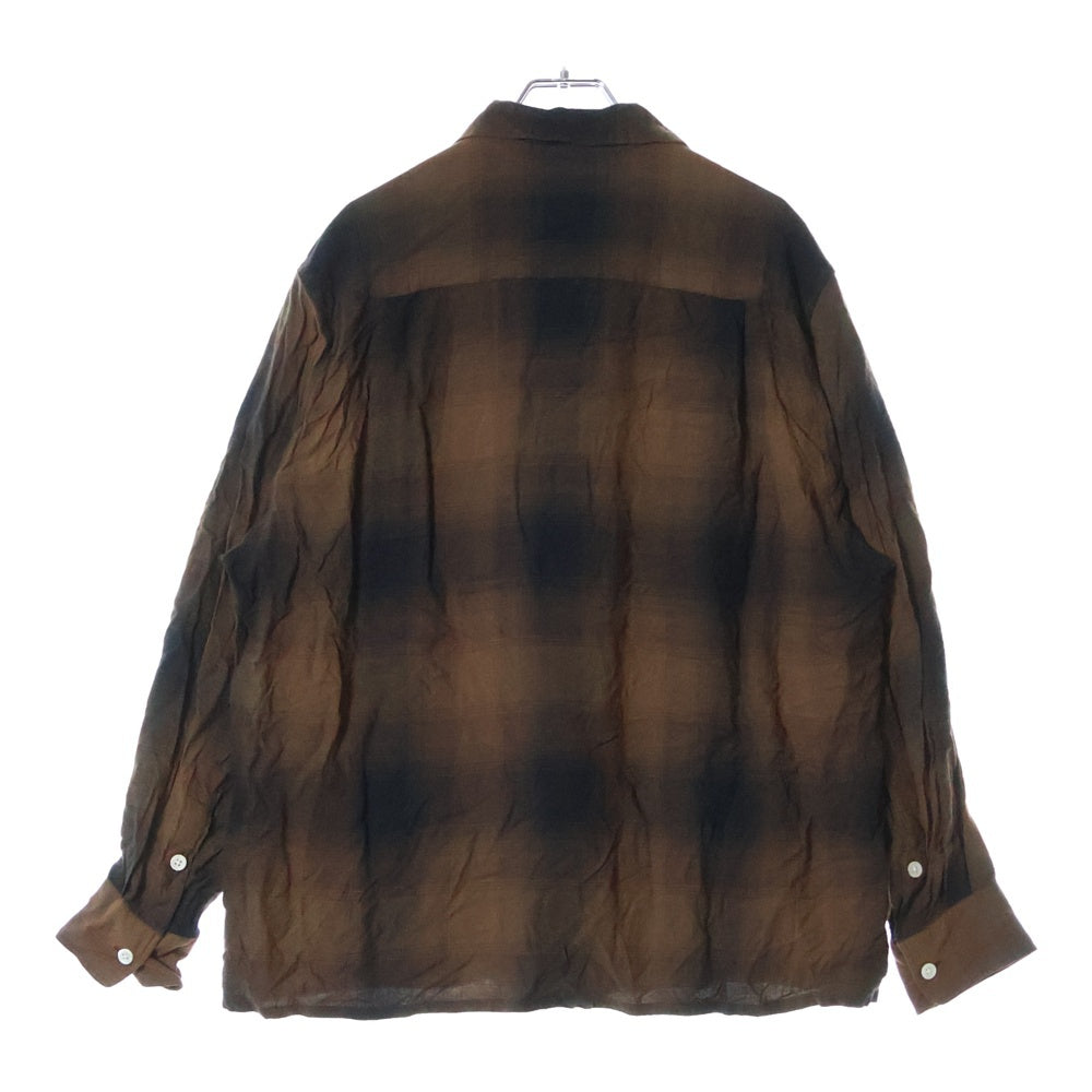WACKO MARIA(ワコマリア) OMBRE CHECK OPEN COLLAR SHIRT ロングスリーブ オープンカラー オンブレチェック 長袖 シャツ ブラウン