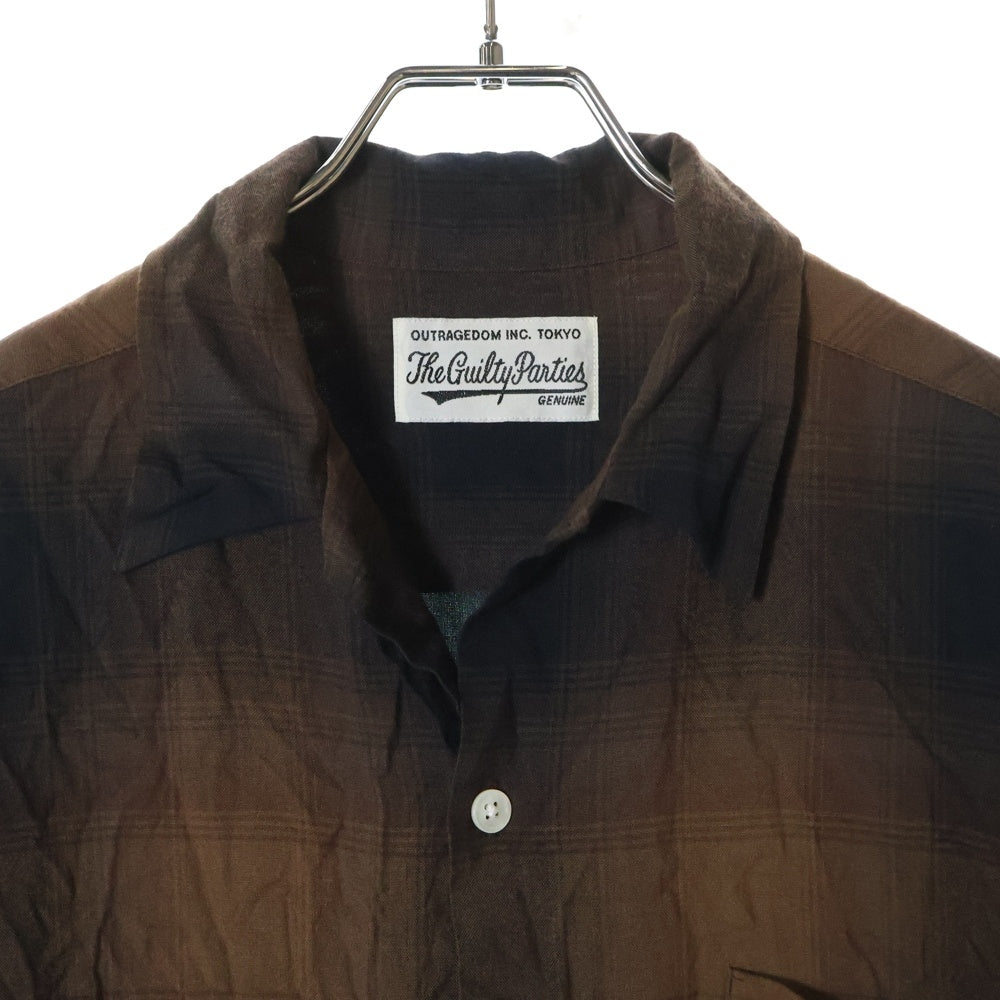 WACKO MARIA(ワコマリア) OMBRE CHECK OPEN COLLAR SHIRT ロングスリーブ オープンカラー オンブレチェック 長袖 シャツ ブラウン
