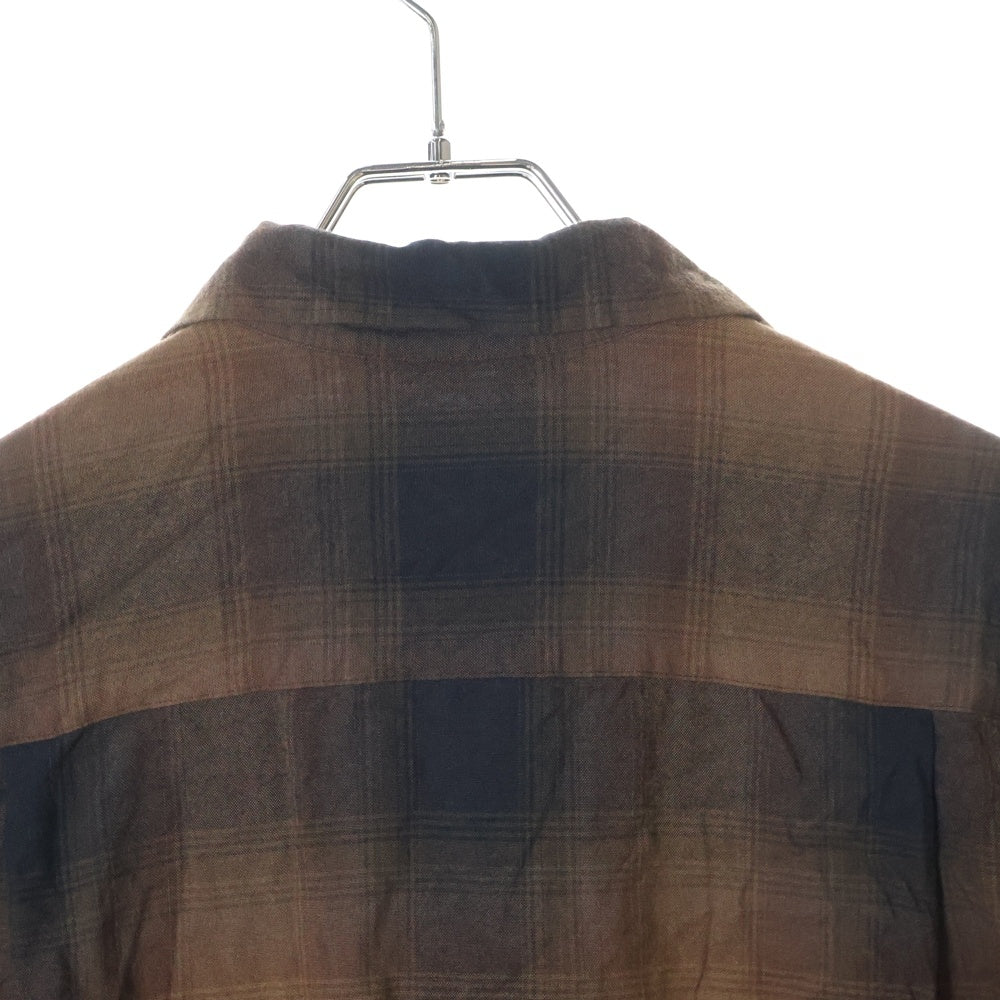 WACKO MARIA(ワコマリア) OMBRE CHECK OPEN COLLAR SHIRT ロングスリーブ オープンカラー オンブレチェック 長袖 シャツ ブラウン