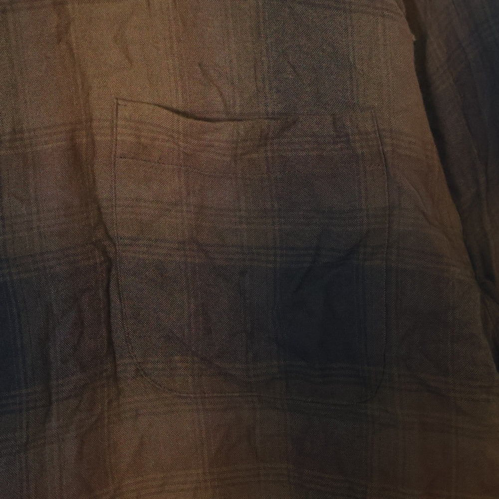WACKO MARIA(ワコマリア) OMBRE CHECK OPEN COLLAR SHIRT ロングスリーブ オープンカラー オンブレチェック 長袖 シャツ ブラウン